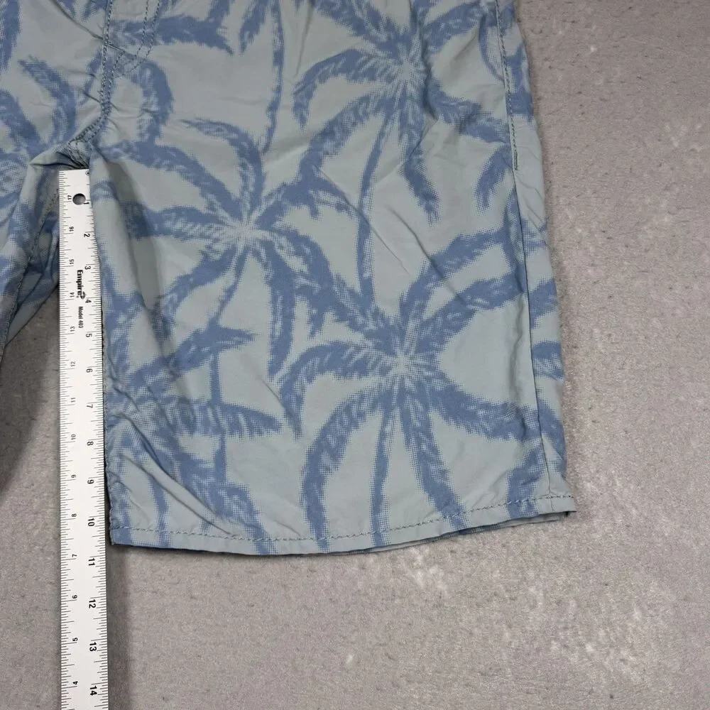 TRUE RELIGION Ricky Board Shorts 12” Swim Trunks Men’s 42 Palm Trees Relaxed Fit